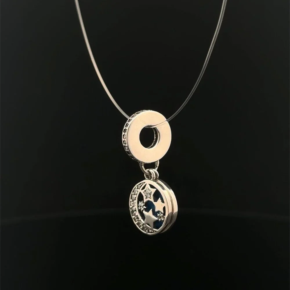 925 Sterling Silver Pendant Stars Moon For Charm Bracelet - Picture 6 of 10
